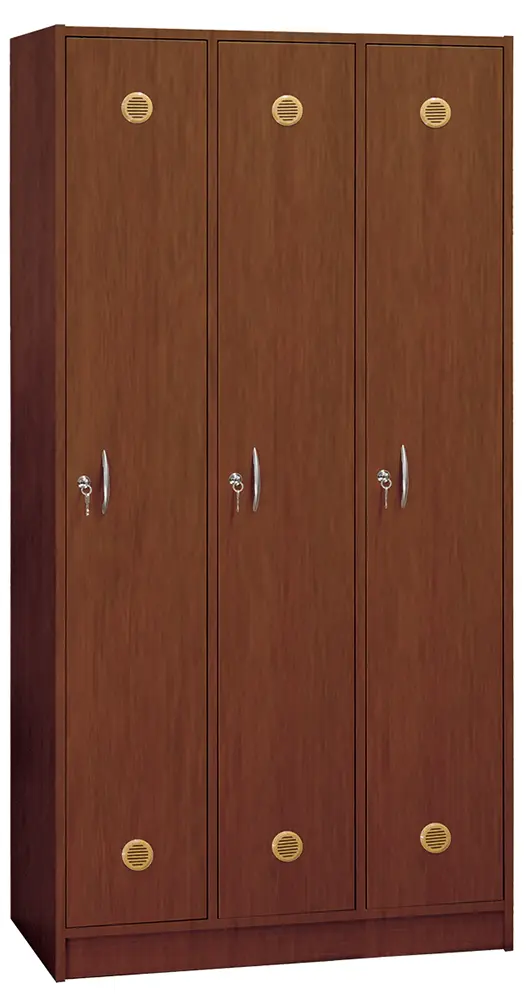 STL - 180 - 90 šatní skříň dřevěná, 3-dveřová, šatní tyč, 1800 x 900 x 500, sokl, ořech královský